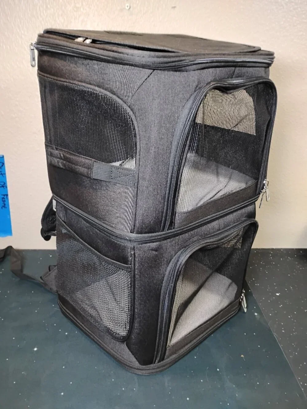Double Compartment Pet Carrier Backpack Two Layer Travel Bag For Cats Dogs